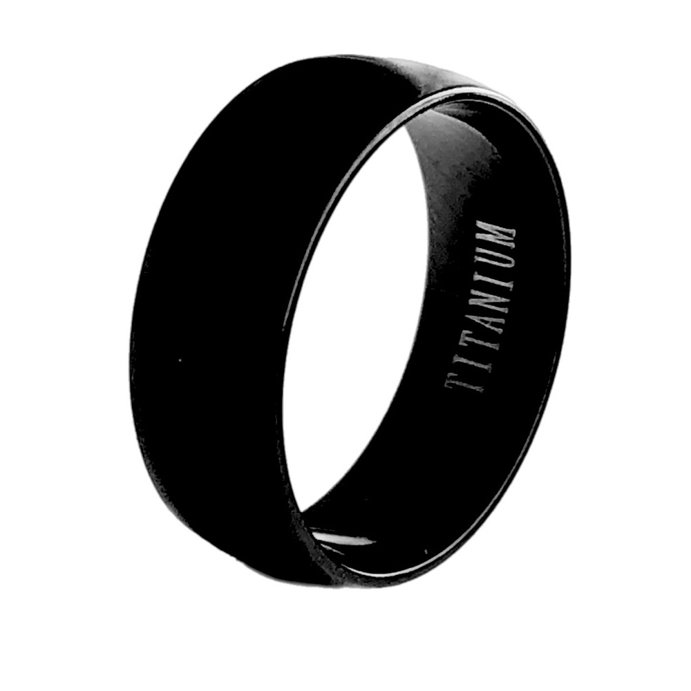 High Quality Black Titanium 8mm Statement Ring for Men w/ Matt Finish All Sizes